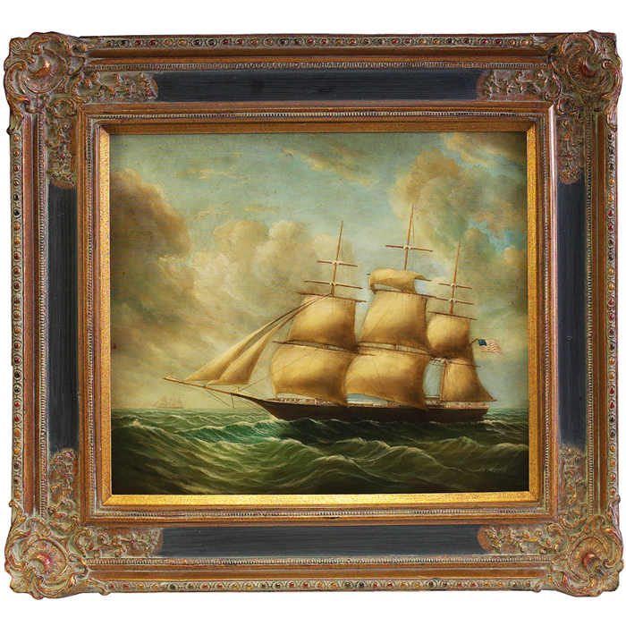 Appraisal: D Tayler American th Century Sailing Ship c oil canvas