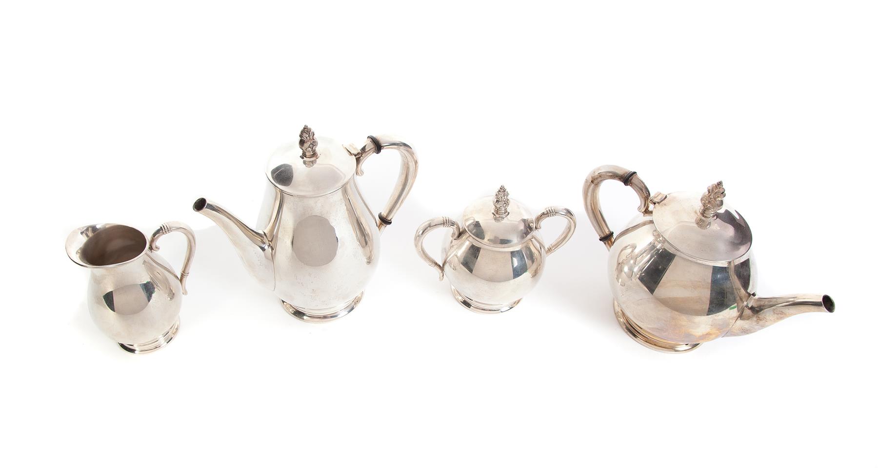 Appraisal: FOUR-PIECE INTERNATIONAL ROYAL DANISH PATTERN TEA AND COFFEE SERVICE American