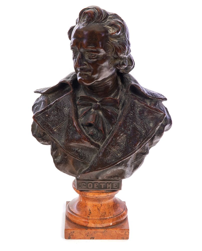 Appraisal: Bronze bust of Goethe German Poet signed S Allegro on