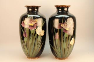 Appraisal: Large Pair Japanese Cloisonne Meiji Period Vases Large Pair Japanese