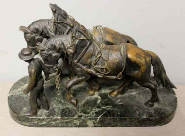 Appraisal: Bronze Figure of a Plough Man with Horses From a