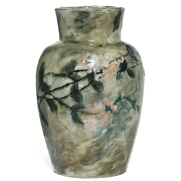 Appraisal: Wheatley vase shouldered form with a nicely painted cherry blossom