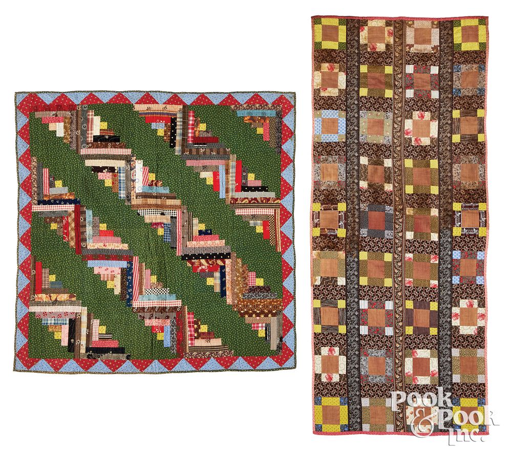 Appraisal: Two pieced crib quilts late th c Two pieced crib