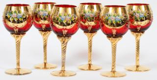 Appraisal: BOHEMIAN RUBY GLASS GOBLETS SET OF BOHEMIAN RUBY GLASS GOBLETS