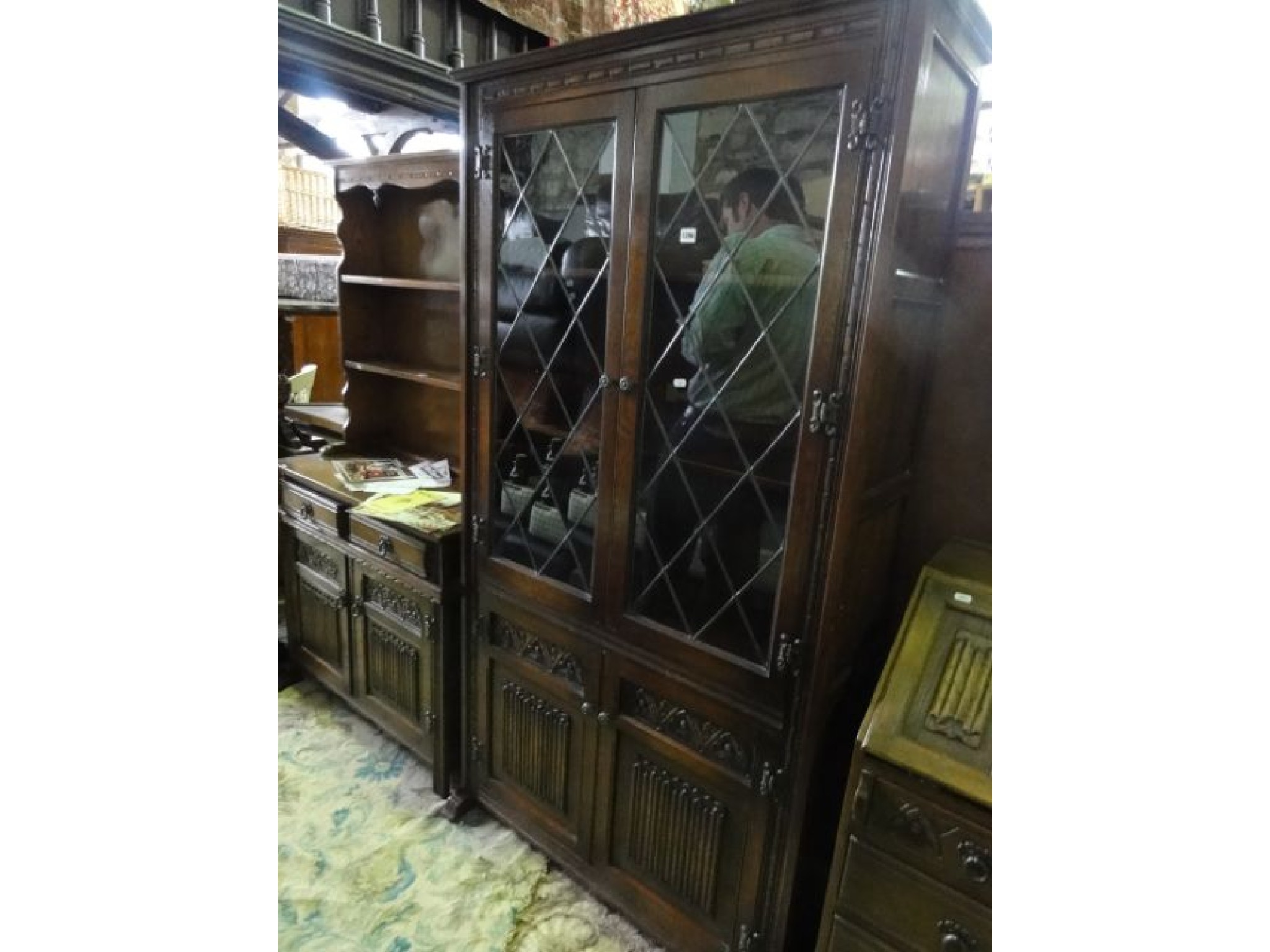 Appraisal: An Old Charm freestanding oak side cabinet in the old