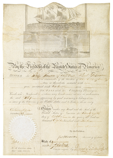 Appraisal: MADISON AND MONROE MADISON JAMES Partly-printed vellum Document Signed as