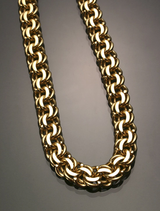 Appraisal: Choker Length -Karat Yellow-Gold Solid Curb-Link Necklace Weight dwt Length