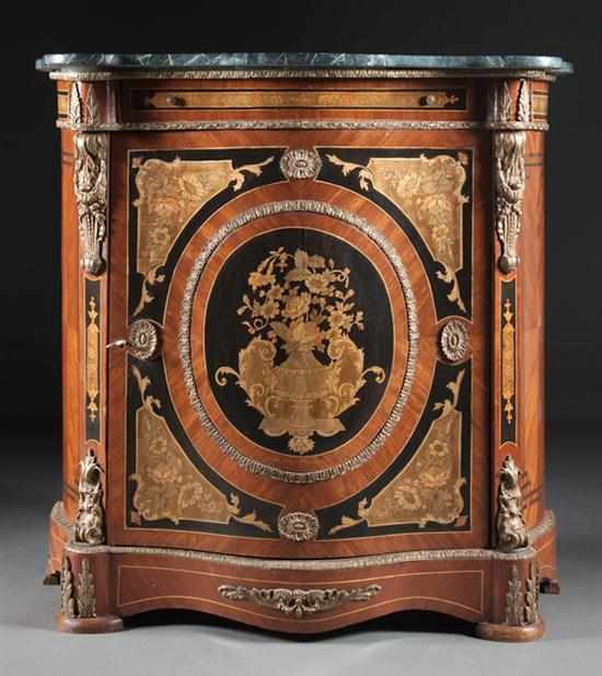 Appraisal: Louis XVI style gilt-metal mounted floral inlaid fruitwood marble top