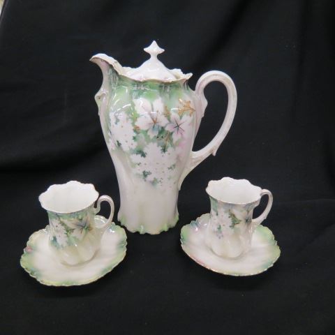 Appraisal: pcs R S Prussia Porcelain chocolate pot cups saucers and