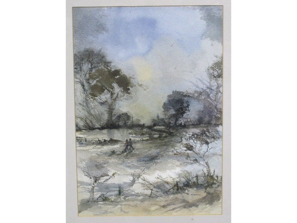 Appraisal: Watercolour winter landscape signed M Jordan