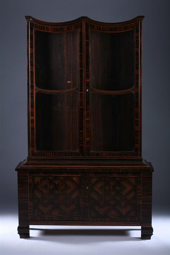 Appraisal: PAIR ART DECO PALISANDER BOOKCASE CABINETS early th century Double