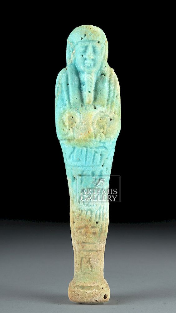 Appraisal: Egyptian Late Dynastic Period Faience Ushabti Egypt Late Dynastic Period