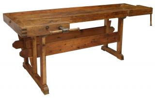 Appraisal: INDUSTRIAL WOOD CRAFTSMAN'S WORK BENCH TABLE Craftsman's work bench table