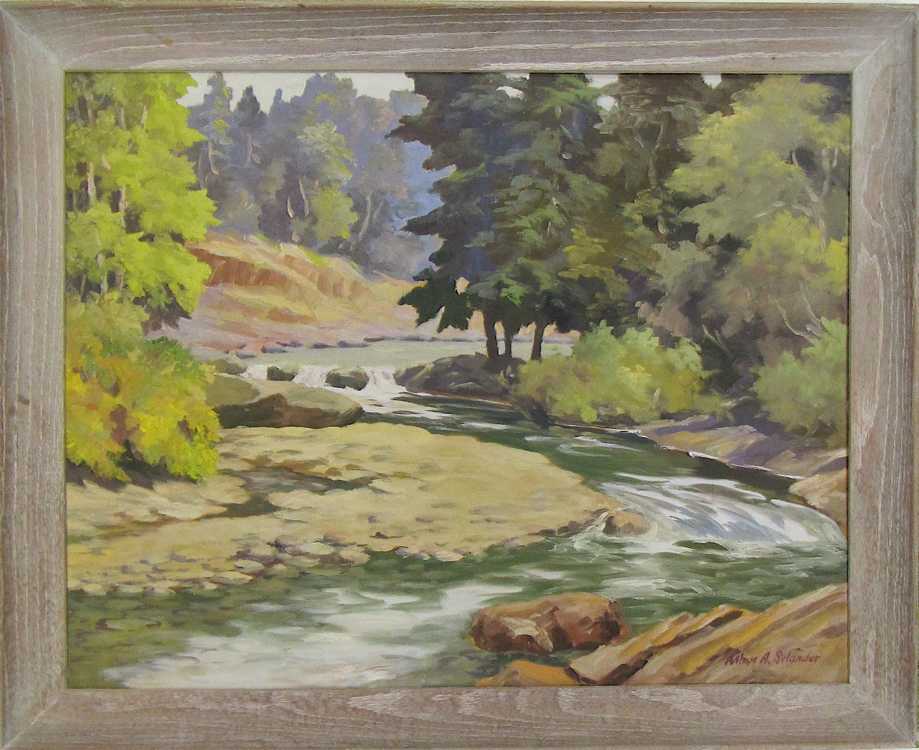 Appraisal: ARTHUR A SELANDER OIL ON BOARD Oregon - River landscape