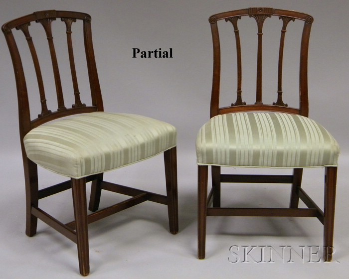 Appraisal: Set of Four Regency-style Upholstered Carved Mahogany Side Chairs