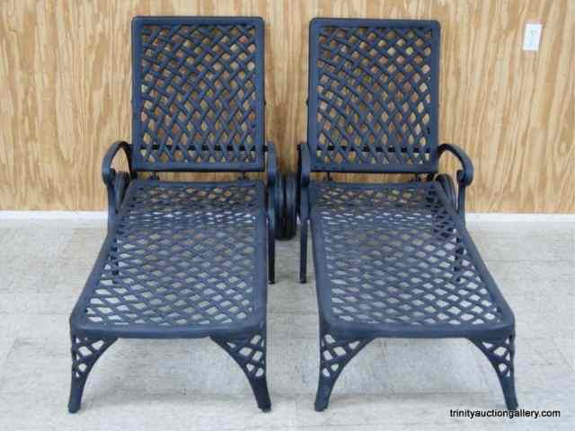 Appraisal: Pair of Cast Aluminum Outdoor Chase Lounge ChairsThis is for