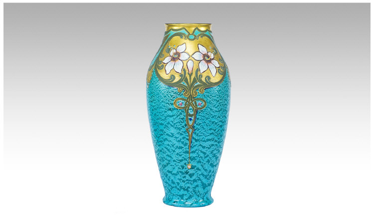 Appraisal: Royal Bonn Turquoise Vase Circular Mark Franz Mehlem to Base