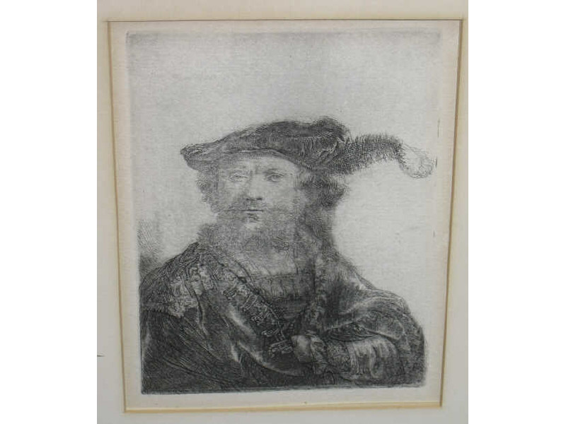 Appraisal: REMBRANDT VAN RIJN DUTCH - Self portrait with velvet cap