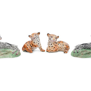 Appraisal: A Pair of Italian Faience Cheetah Cubs and a Pair