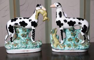 Appraisal: Pair of Staffordshire pottery models of dalmations Pair of Staffordshire