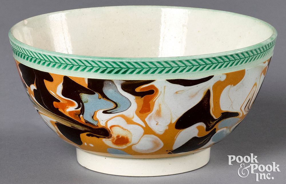 Appraisal: Mocha waste bowl with marbleized glaze Mocha waste bowl with