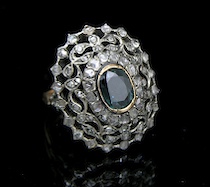 Appraisal: Ladies' Antique Style Sapphire Diamond Ring A marked k yellow