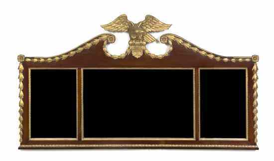 Appraisal: An American Parcel Gilt Mahogany Over Mantel Mirror having a