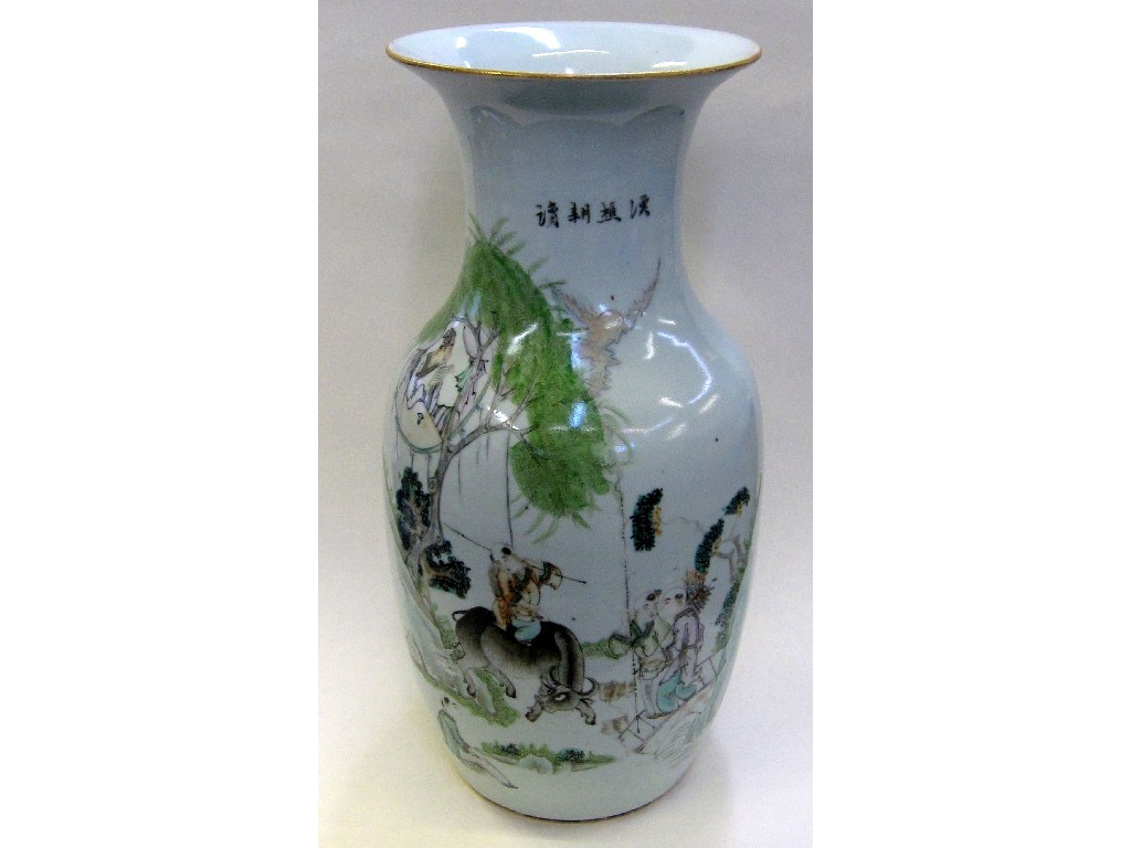 Appraisal: Large oriental vase with painted decoration of a man upon