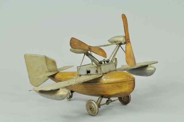 Appraisal: BING AMPHIBIAN AIRPLANE Interesting clockwork duo motor single wing plane