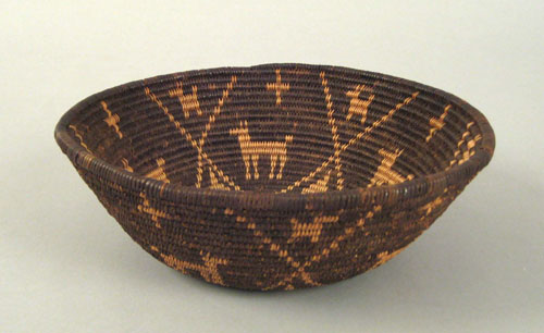 Appraisal: Southwestern coiled basketry bowl late th c with deer and