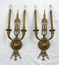 Appraisal: Pair of Double Light Wall Sconces circa 's Pair of