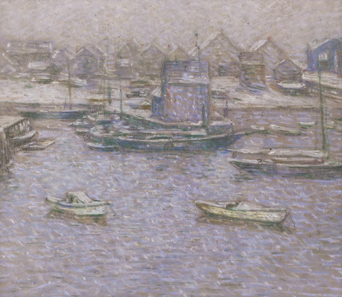 Appraisal: Charles Kaelin - Massachusetts ''Rockport Harbor Winter'' Pastel on Paper