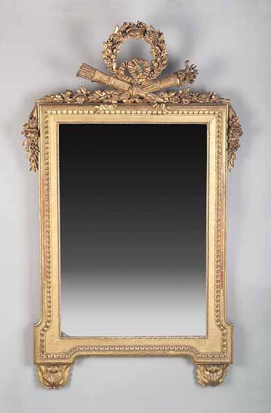 Appraisal: An Antique Louis XVI-Style Carved Giltwood Mirror mid- th c