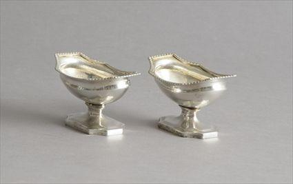 Appraisal: Pair of George III Silver Salts London maker's mark of