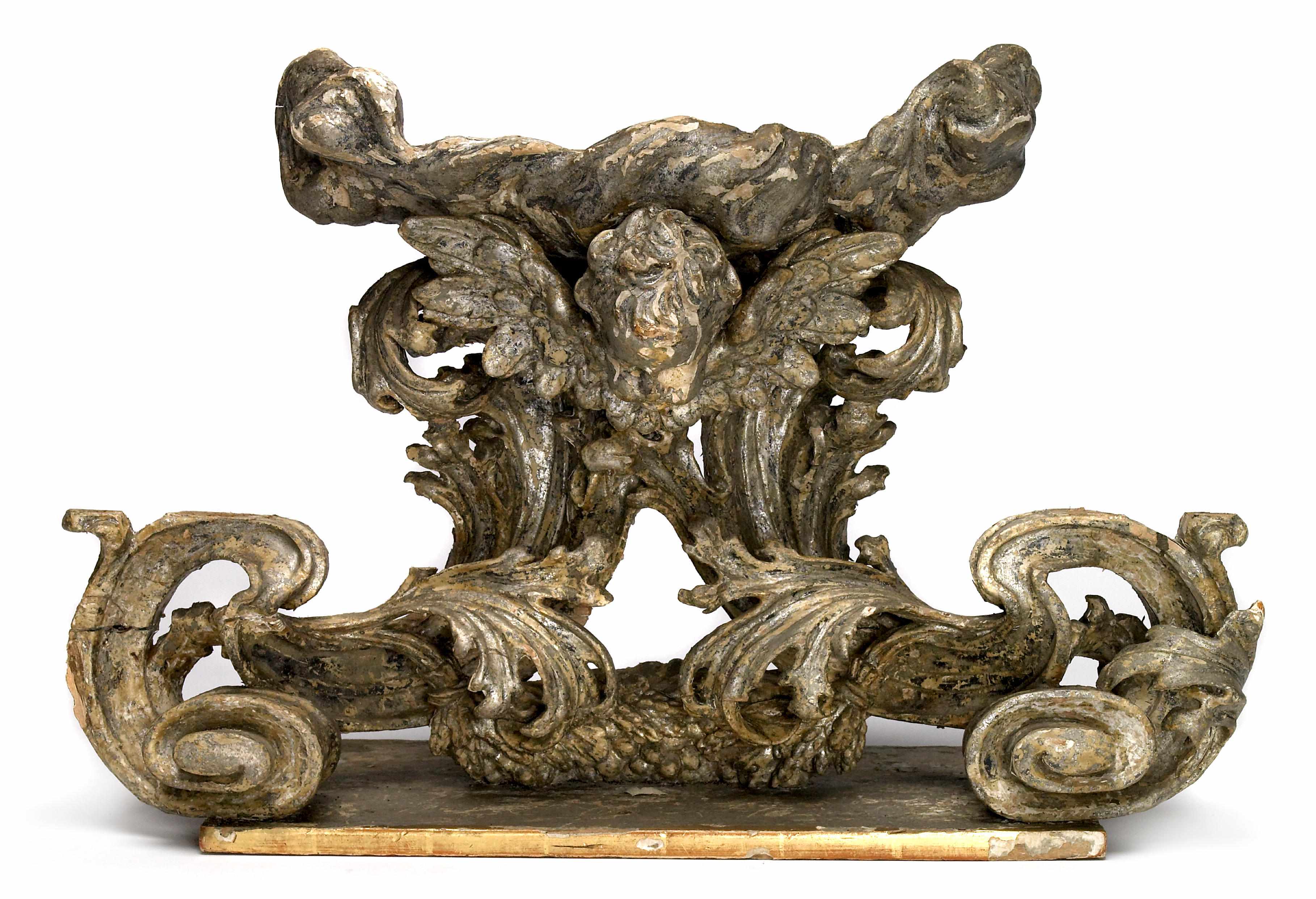 Appraisal: An Italian Rococo carved silvered wood architectural element first half