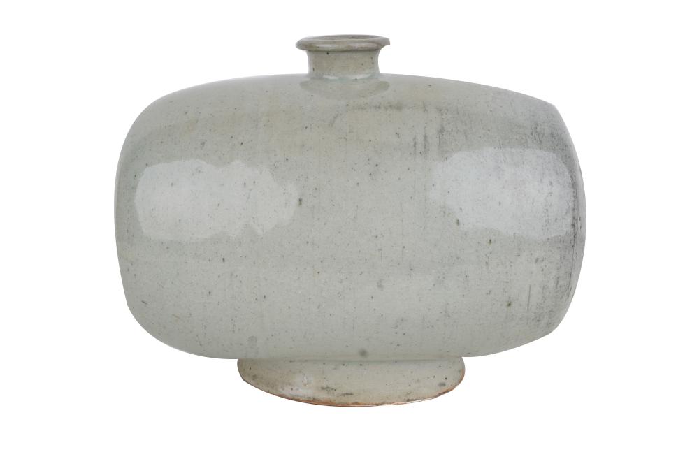 Appraisal: KOREAN BARREL FORM GLAZED CERAMIC VESSEL inches wide inches high