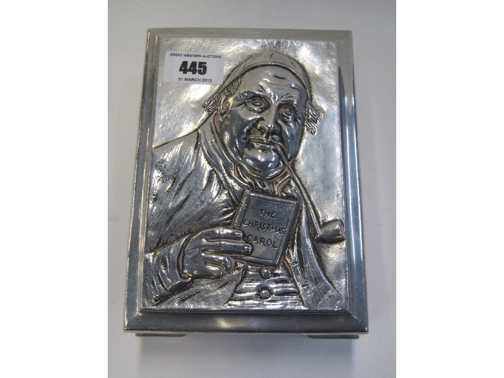 Appraisal: Embossed white metal box - 'The Christmas Carol'