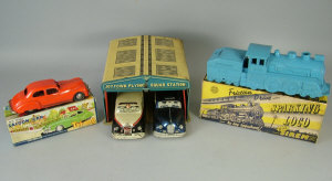 Appraisal: A collection of mostly tinplate clockwork toy vehicles including Minic