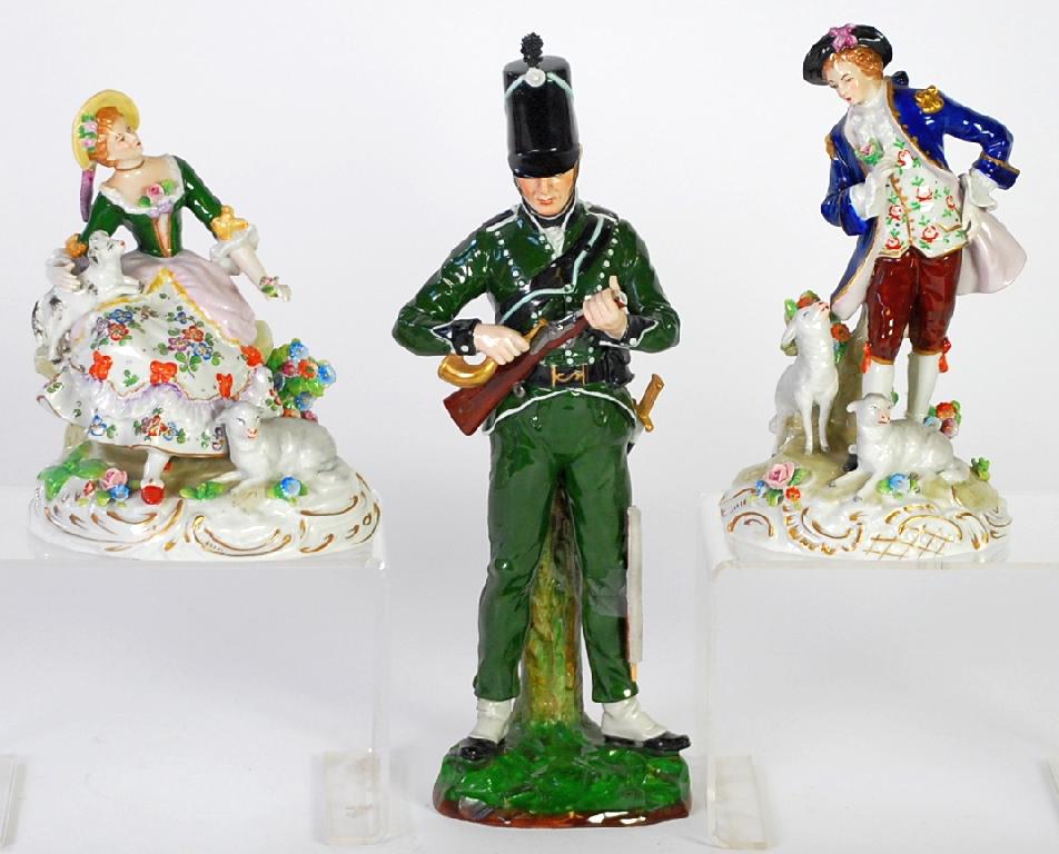 Appraisal: THREE TWENTIETH CENTURY GERMAN SITZENDORF PORCELAIN FIGURES