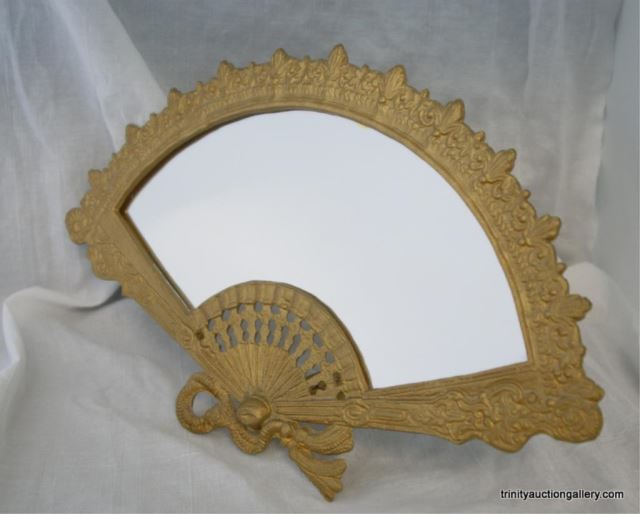 Appraisal: Gilded Fan Mirror - Dresser or Vanity across by nearly