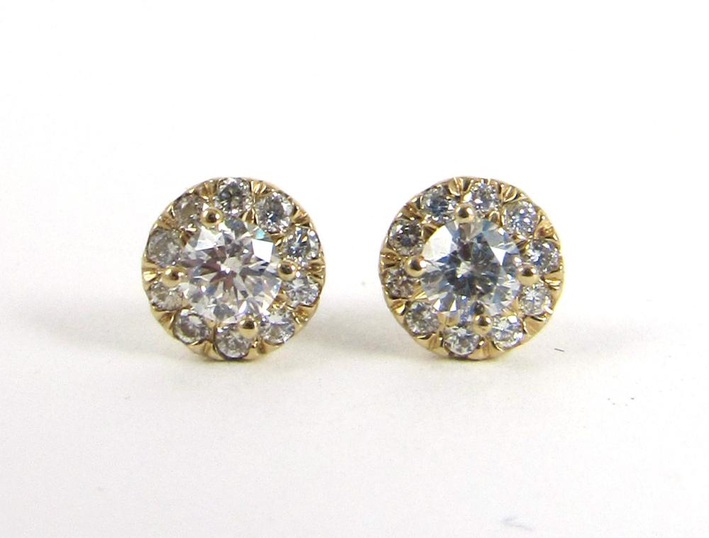 Appraisal: PAIR OF DIAMOND AND FOURTEEN KARAT GOLD EAR STUDS each