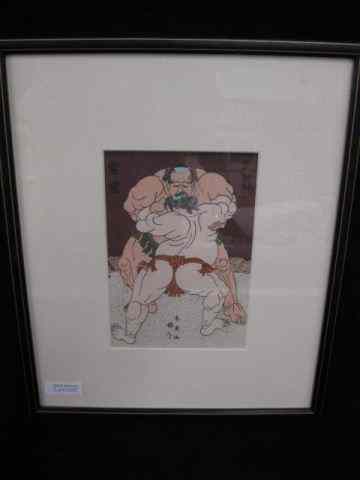 Appraisal: Japanese Woodblock Print of Sumu Wrestlers signed approx '' x