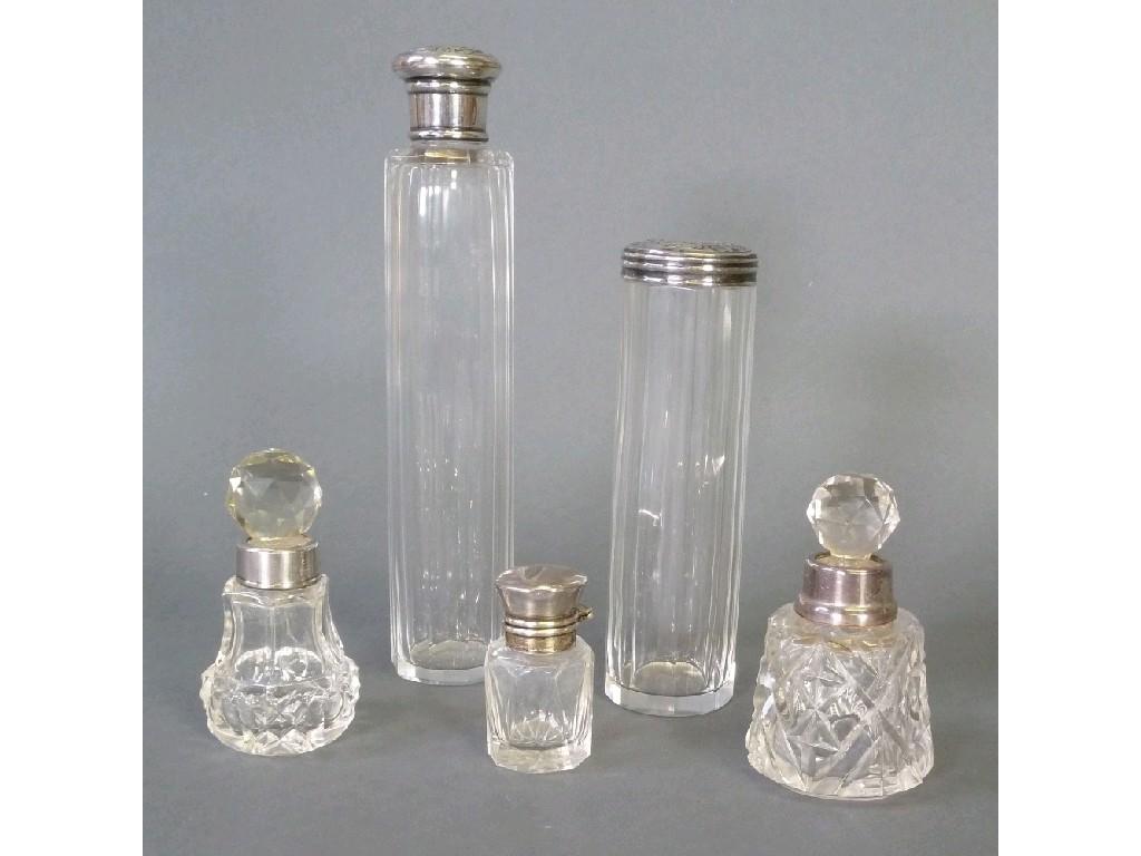 Appraisal: TWO EARLY TWENTIETH CENTURY CUT GLASS SILVER MOUNTED SCENT BOTTLES