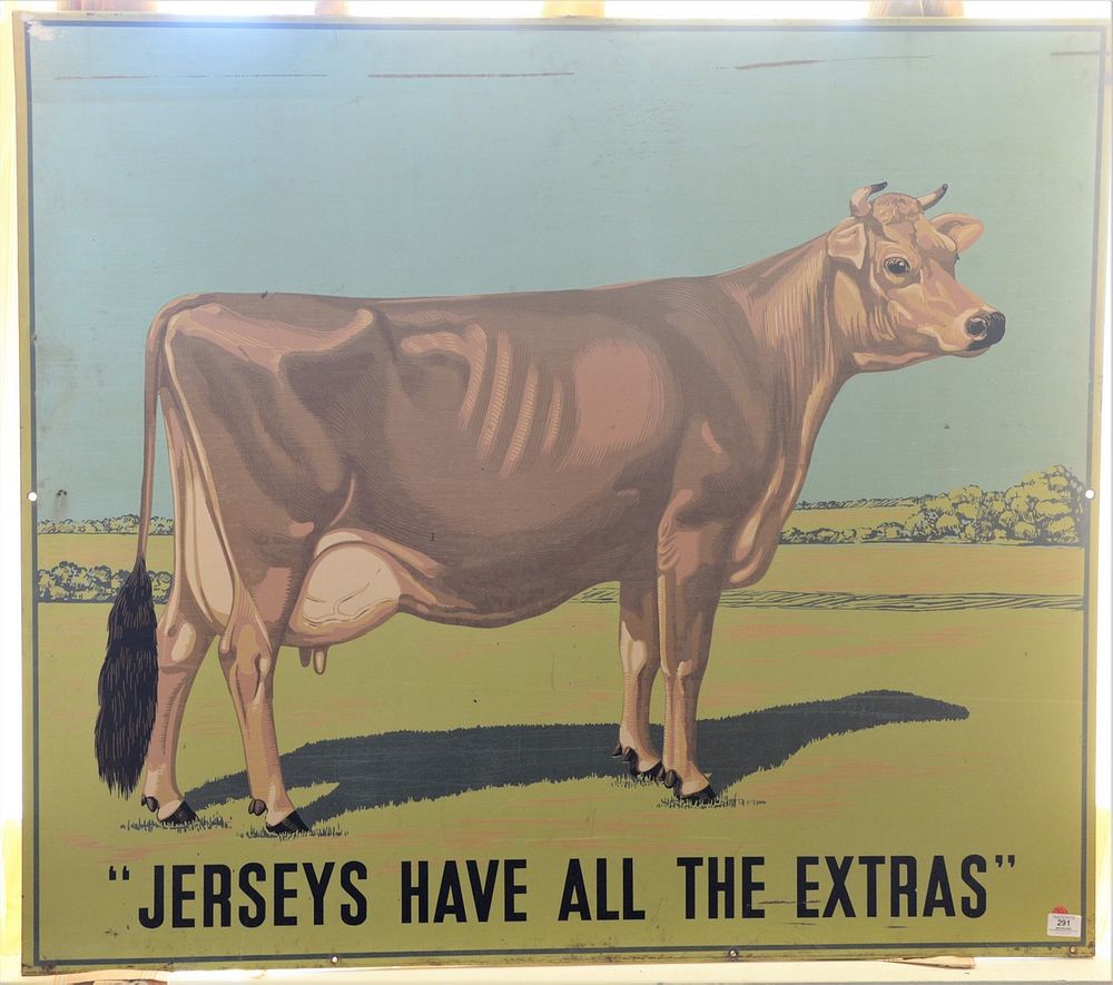 Appraisal: American Silk Screened Metal Dairy Cow Advertising Sign circa height