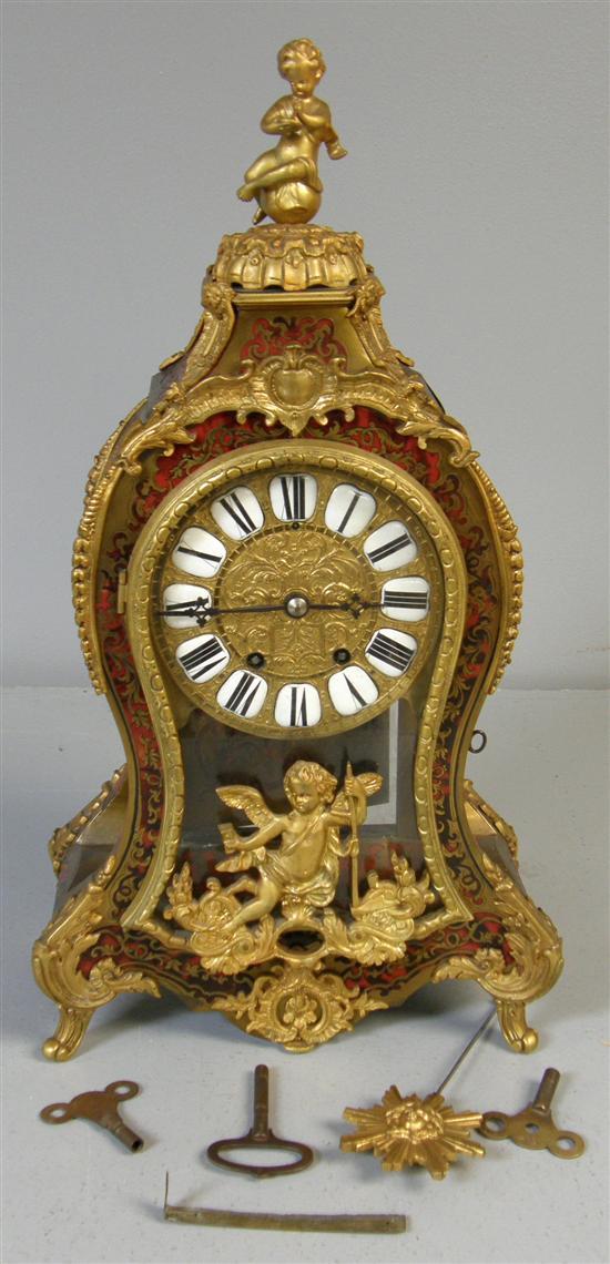 Appraisal: Boulle work mantel clock with twin train movement the gilt