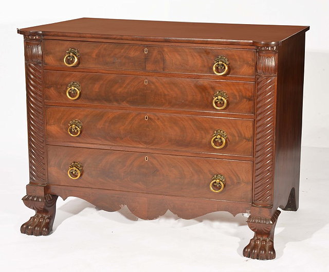 Appraisal: A TH CENTURY MAHOGANY STRAIGHT FRONT CHEST of four long