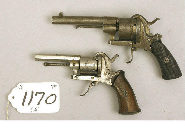 Appraisal: Pair of Belgium pin fire civil war era revolvers both