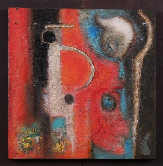 Appraisal: GREEK SCHOOL th century ABSTRACT COMPOSITION signed with initials EP