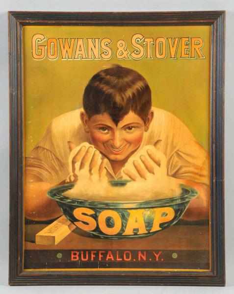 Appraisal: Paper Gowans Stover Soap Sign Framed under glass in old