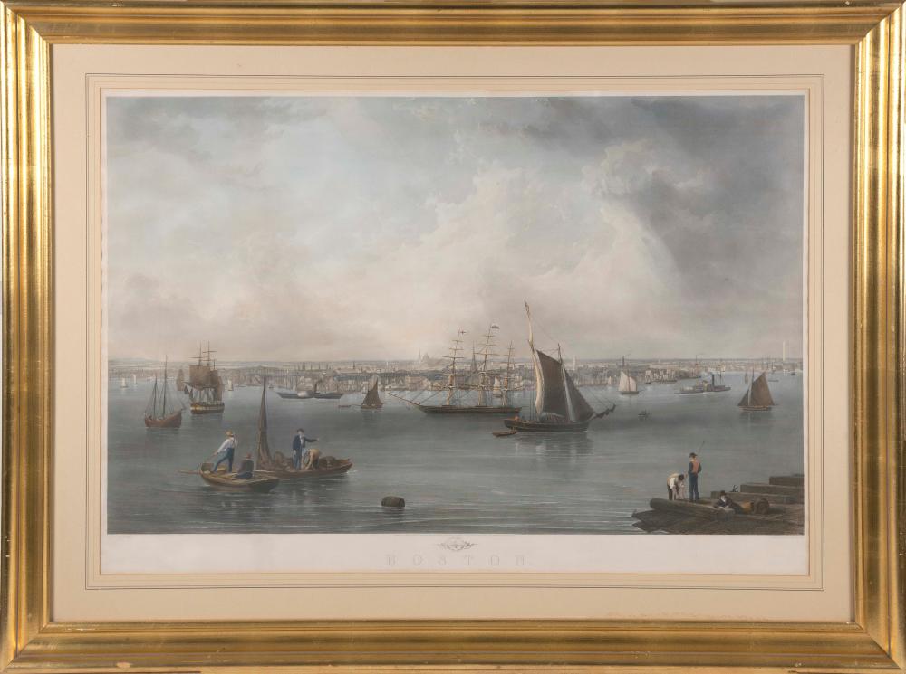 Appraisal: AFTER JOHN WILLIAM HILL AMERICA - BOSTON HARBOR HAND-COLORED ENGRAVING